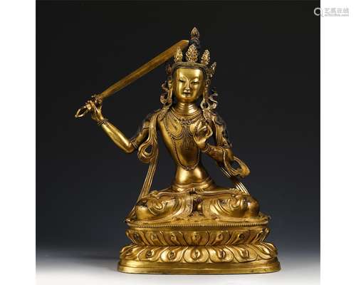 A Gilt-Bronze Figure of Manjusri