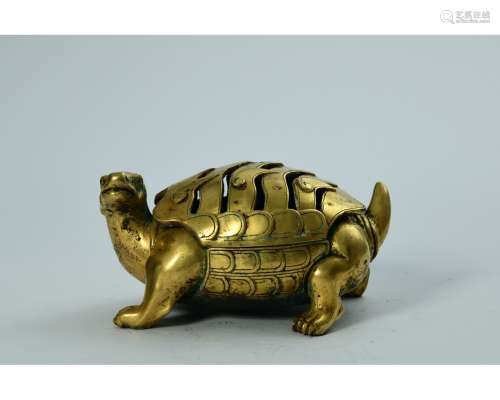 A Gilt-Bronze Turtle Form Incense Burner