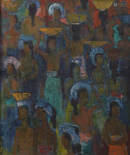 HAN SNEL (THE NETHERLANDS, 1925-1998), oil on canvas, market...