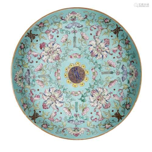 A Chinese porcelain 'sanduo' dish, 19th century, painted in ...