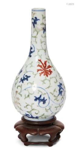 A Chinese porcelain doucai bottle vase, early 18th century, ...