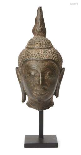 A Thai bronze head of Buddha, U-Thong style, 15th century, 1...