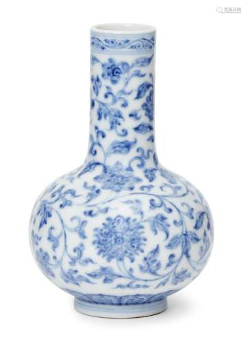 A Chinese porcelain 'lotus' small bottle vase, Qianlong mark...