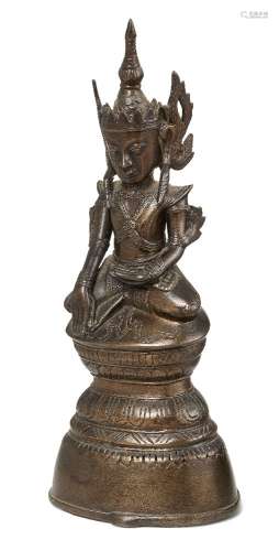 A Burmese bronze Buddha, Mandalay period, 19th century, seat...