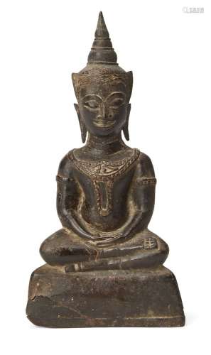 A Thai bronze seated crowned Buddha, late Ayutthaya period, ...