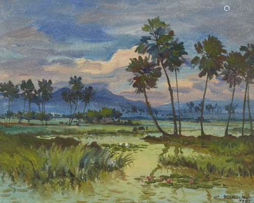 CHALERM NAKEERAKS (1917-2002), oil on canvas, landscape, sig...