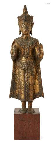 A Thai gilt bronze figure of Buddha, late 19th century, cast...