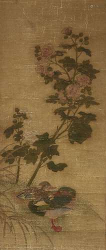 19th century Japanese School, ink and colour on silk, hangin...