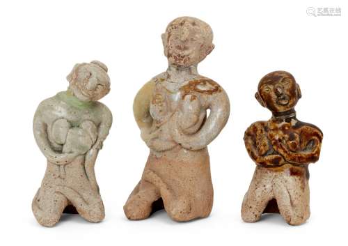 Three Thai Sawankhalok stoneware votive fertility figures, 1...