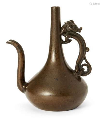A Japanese bronze water dropper, 18th century, cast as a ewe...