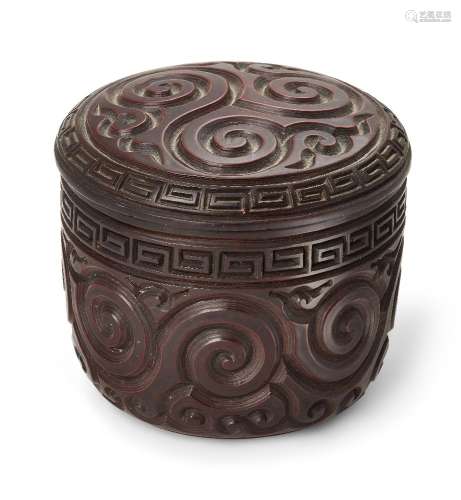 A large Japanese tixi lacquer circular box and cover, 18th/1...