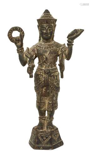 A Khmer bronze figure of four-armed Vishnu, 12th/13th centur...