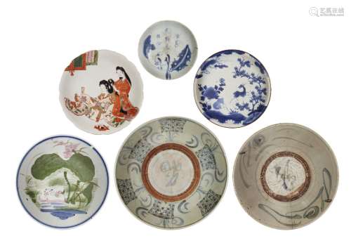 Six Chinese and Japanese porcelain dishes/bowls, 18th centur...