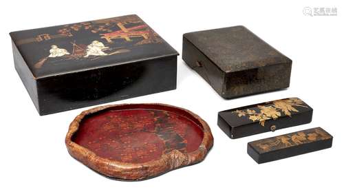 A collection of Japanese lacquer ware, 19th century, to incl...