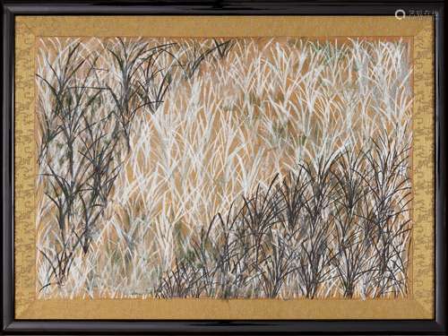 A Japanese painting of seagrass, 20th century, ink and colou...