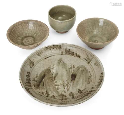 Three Thai Sawankhalok bowls, 15th-16th century, each covere...