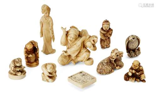 A group of Japanese ivory netsuke, 19th century, to include ...