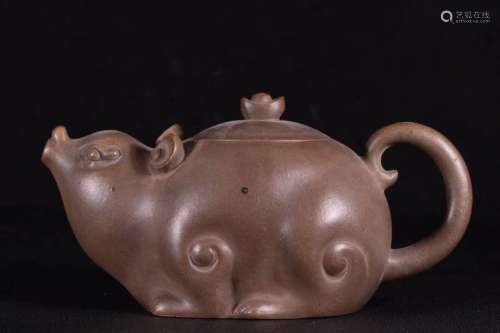 旧藏 老紫砂 招财鼠 茶壶
