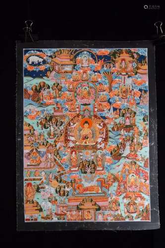 藏传、矿物彩手绘释迦牟尼唐卡