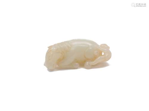 A Chinese pale green jade 'horse and monkey' carving, 20th c...