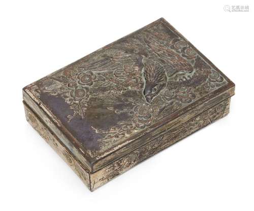 A small Japanese rectangular box, Meiji Period, decorated wi...