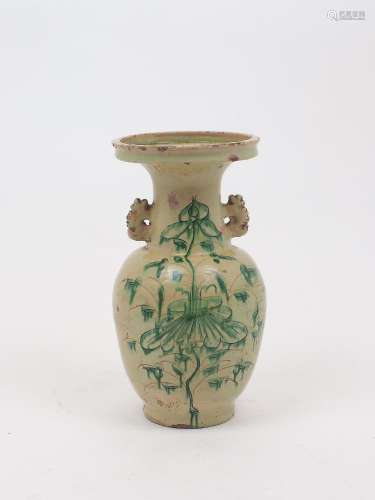 An Asian yellow glazed terracotta baluster vase, 20th centur...