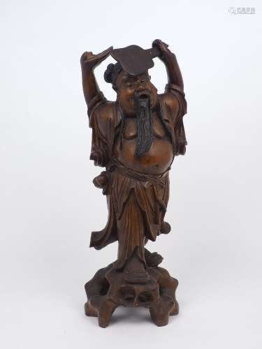 A Chinese hardwood figure of Zhongli Quan, early 20th centur...