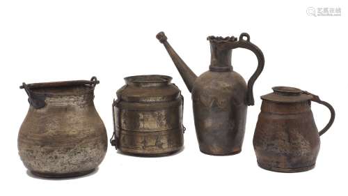 Four large tinned copper vessels, Greek, 19th century, the j...