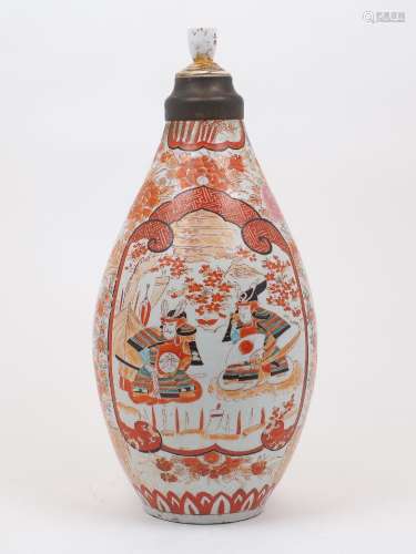 A Japanese vase, 19th Century, decorated with scenes of samu...