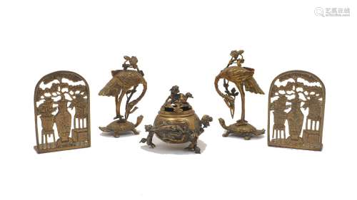 A group of Chinese bronzes, 20th century, including a censer...