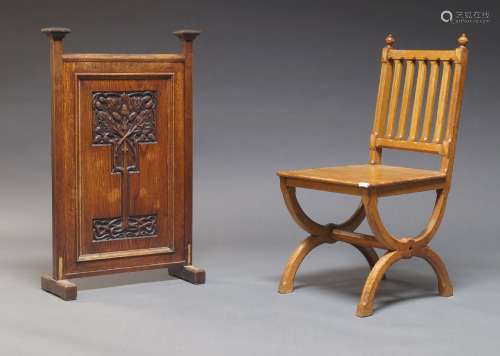 A Gothic Revival oak side chair, late 19th Century, the top ...