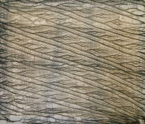 A Peruvian tie-dye gauze textile, the sheer openwork fabric ...