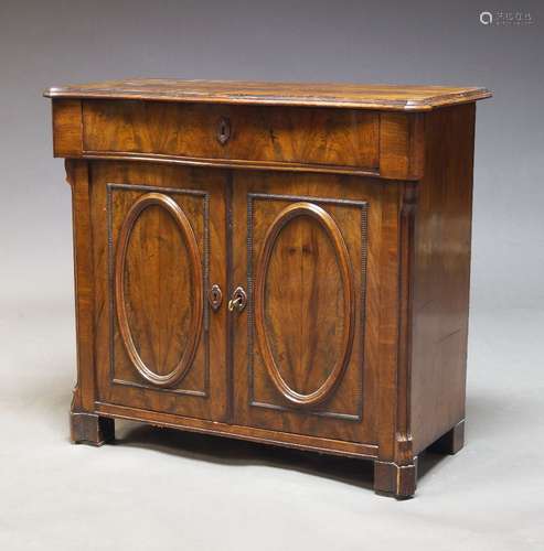 An early Victorian mahogany chiffonier, the quarter veneered...