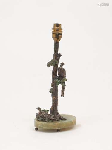 An Austrian cold-painted bronze table lamp, mid 20th century...