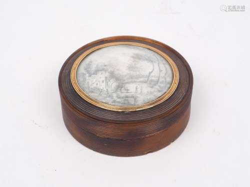 A George III tortoise shell snuff box, of circular form, the...