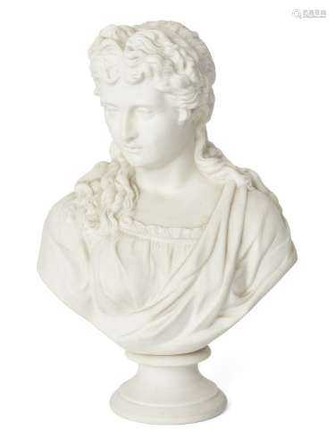 A parian porcelain bust of a woman by James & Thomas Bevingt...