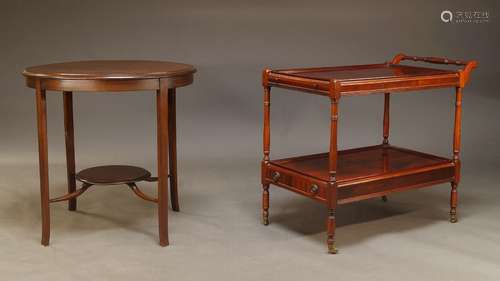 A mahogany two tier trolley, late 20th Century, with turned ...