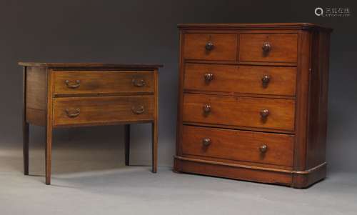 A Victorian mahogany chest of drawers, with two short over t...