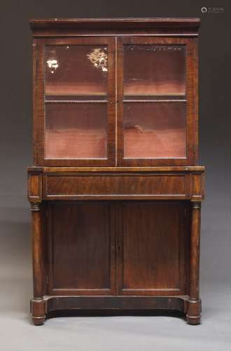 A Mahogany and glazed display cabinet, 19th Century with lat...