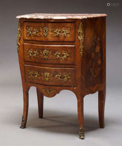 A Louis XV style kingwood, floral marquetry and gilt metal m...
