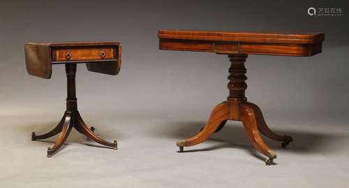 A mahogany card table, 20th Century, the fold over top enclo...