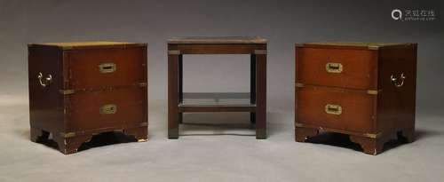 A pair of mahogany and brass mounted campaign style side cab...