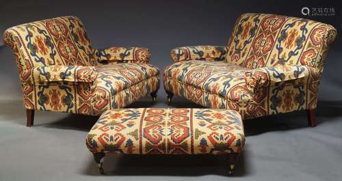 A three seater sofa with kilim pattern upholstery, 80cm high...