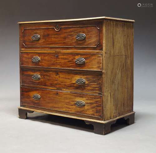 A Regency mahogany secretaire chest of drawers, the secretai...