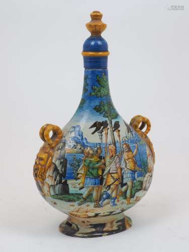 A Ginori maiolica pilgram vase and stopper, 20th century, de...