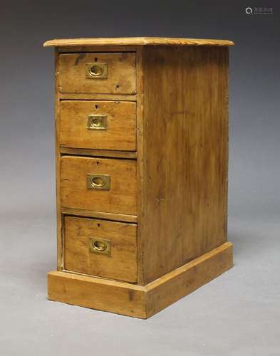 A pine chest of drawers, comprising 19th Century elements, w...