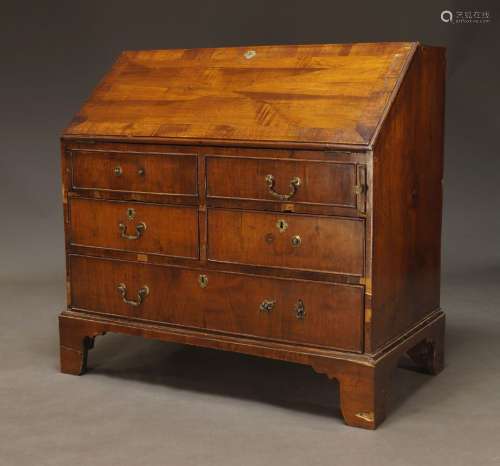 A mahogany bureau, late 19th, early 20th Century, the fall e...