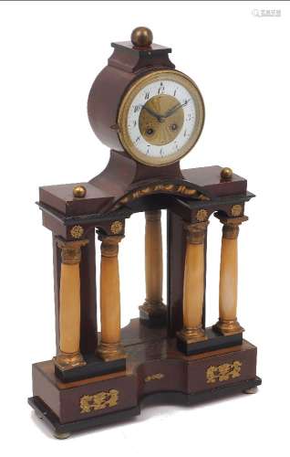 A French mahogany architectural mantel clock, late 19th cent...