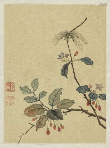 YIN KUN (Chinese, late 19th century), ink and colour on silk...
