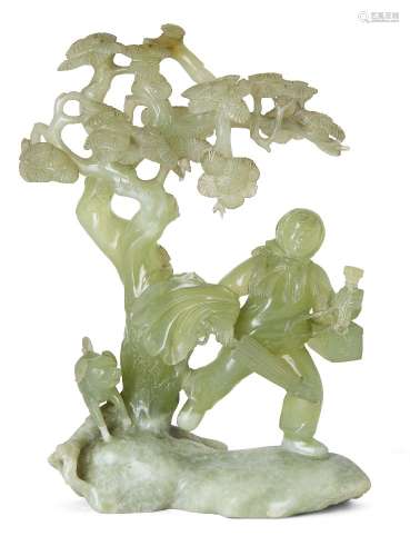 A Chinese fluorite carving, mid-20th century, carved as a me...